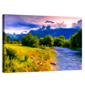 Mountain River Through Meadow Wall Art