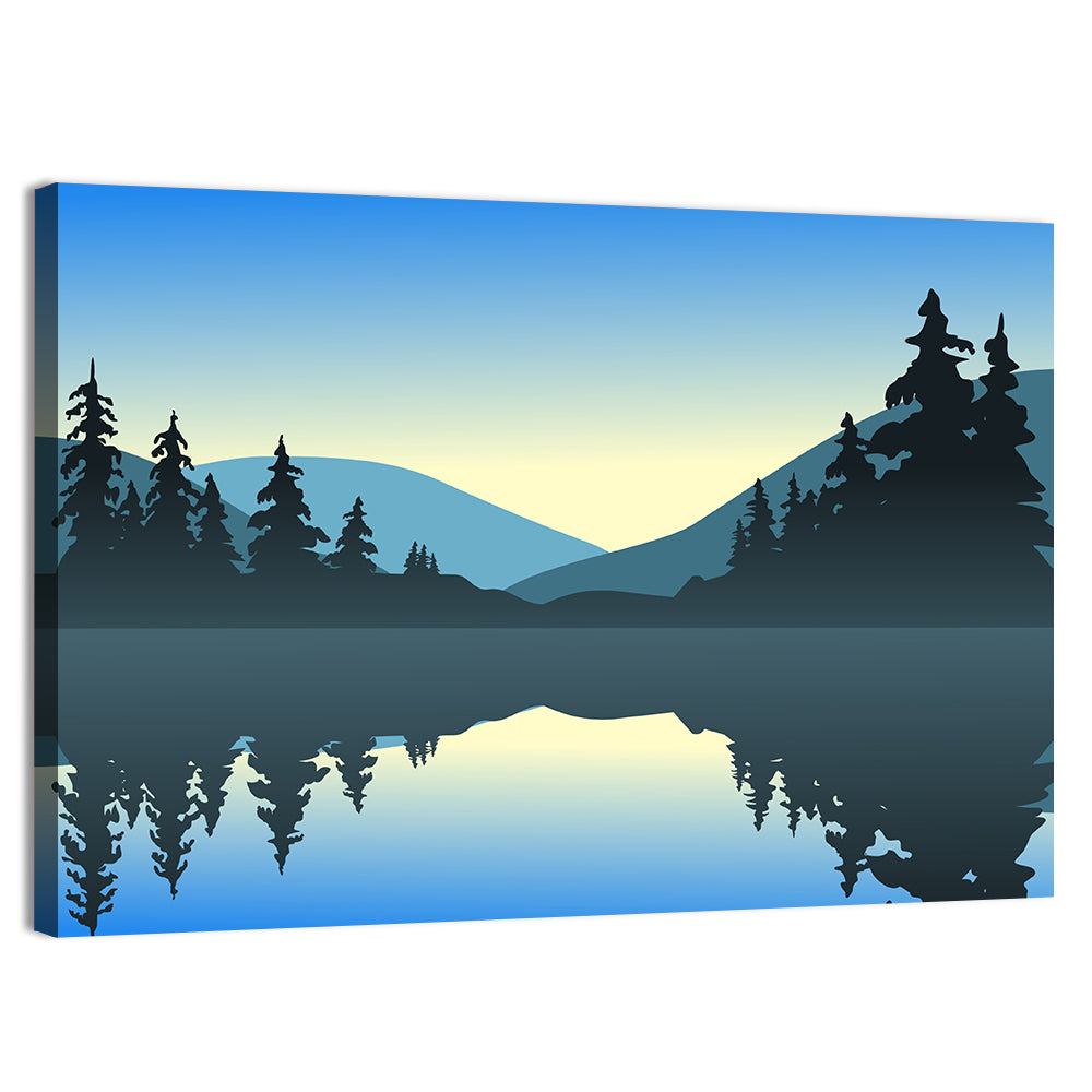 Cool Lake Reflection Illustration Wall Art