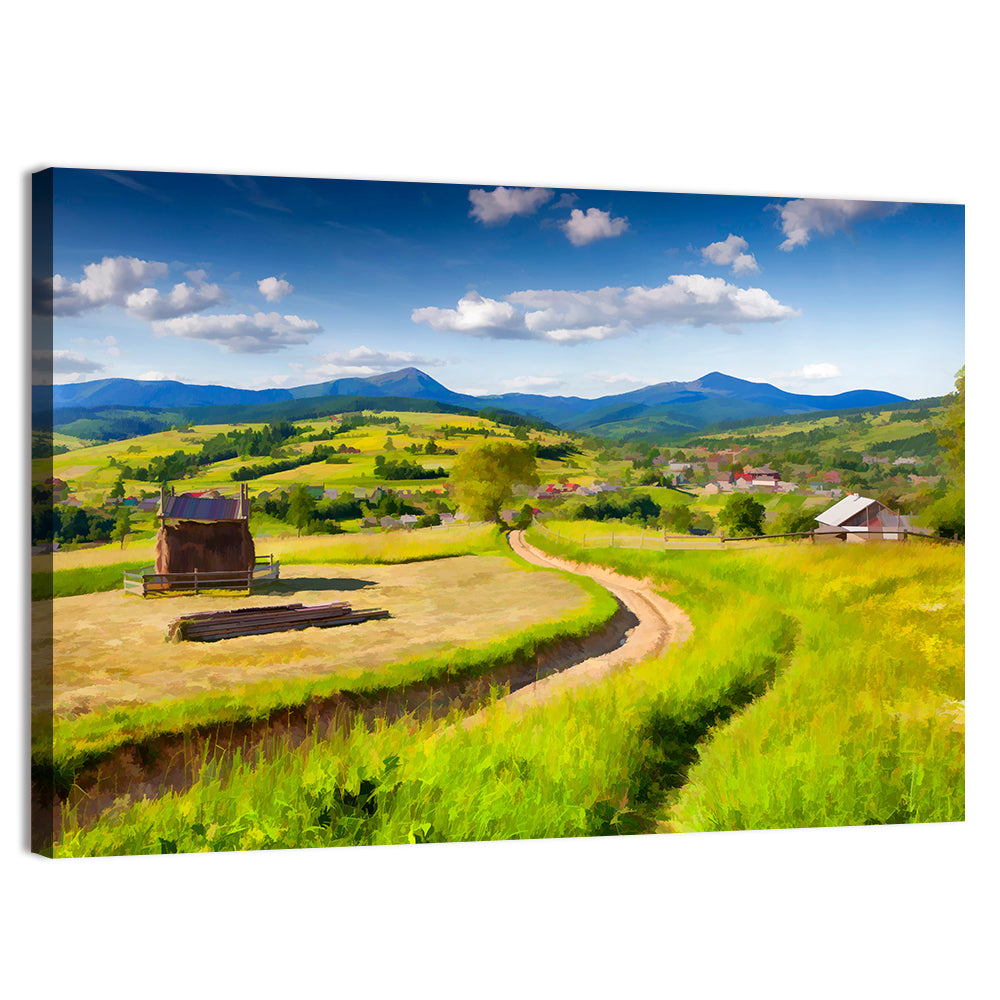 Summer Mountain Village Wall Art