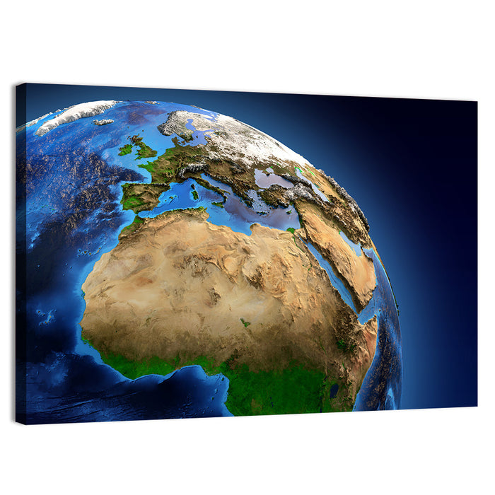 Detailed Earth from Space Wall Art as a canvas print