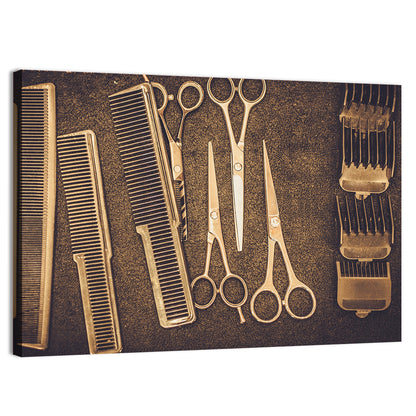 Barber Tools Flat Lay Wall Art