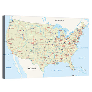 US Interstate Highway Map Wall Art