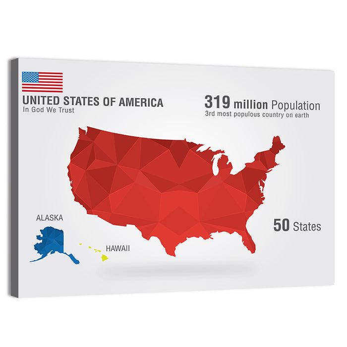 United States Geometric Map Wall Art as a canvas print