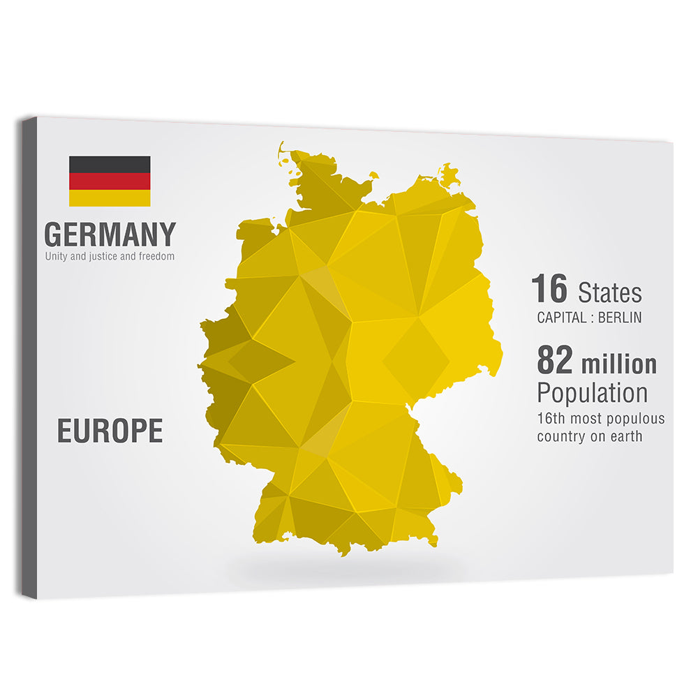 Germany Geometric Map Wall Art, canvas print, landscape