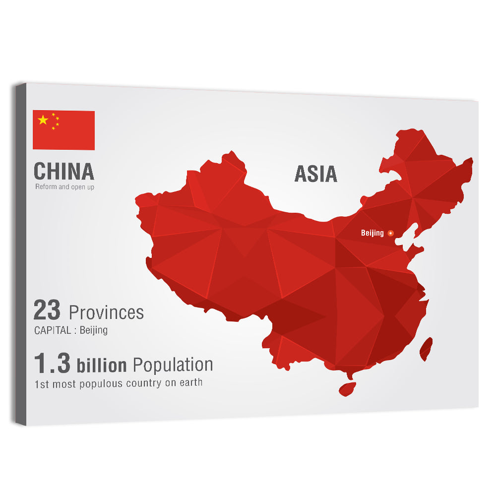 Geometric China Map Infographic Wall Art