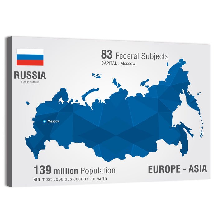 Geometric Map of Russia Wall Art as a canvas print