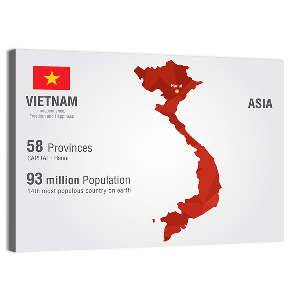 Geometric Vietnam Map Wall Art, canvas print, landscape