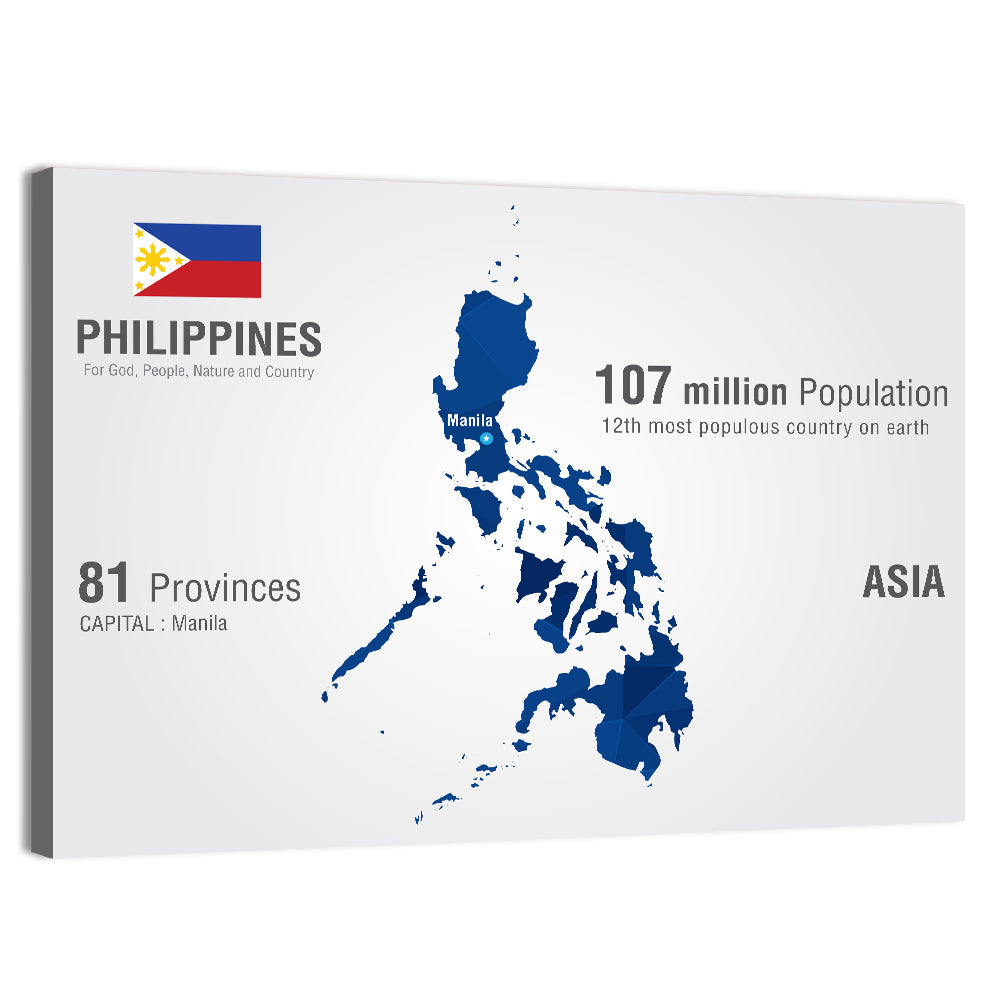 Philippines Map Infographic Wall Art, canvas print, landscape