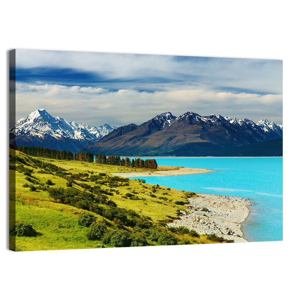 Mount Cook & Pukaki Lake In New Zealand Wall Art