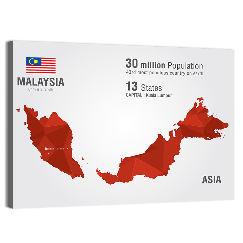 Malaysia Geometric Map Wall Art