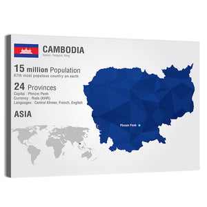 Cambodia Map Wall Art