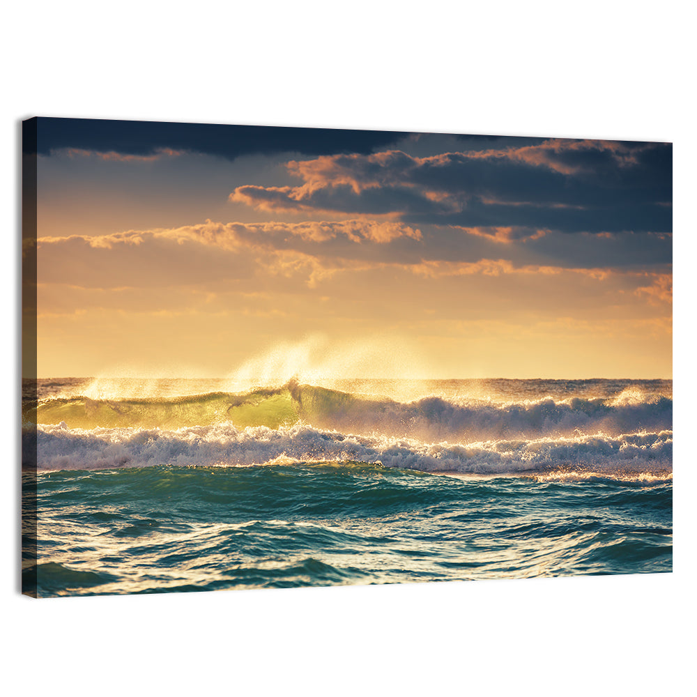 Golden Hour Breaking Waves Wall Art