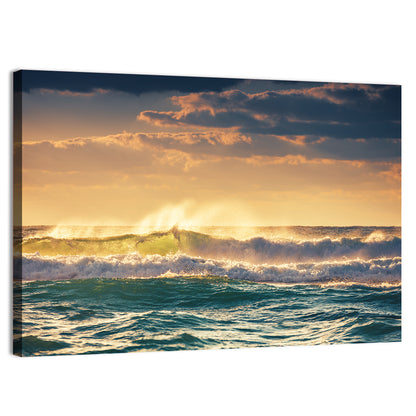 Golden Hour Breaking Waves Wall Art
