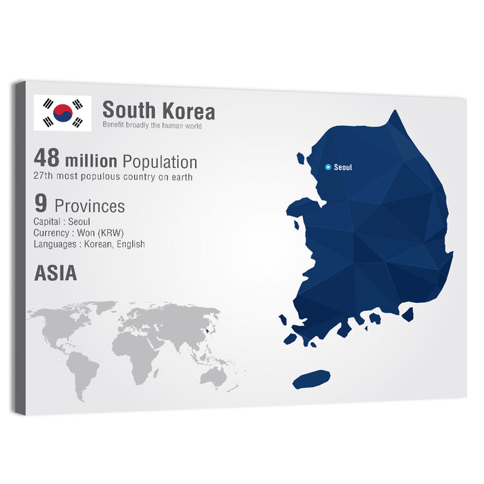 South Korea Infographic Map Wall Art as a canvas print