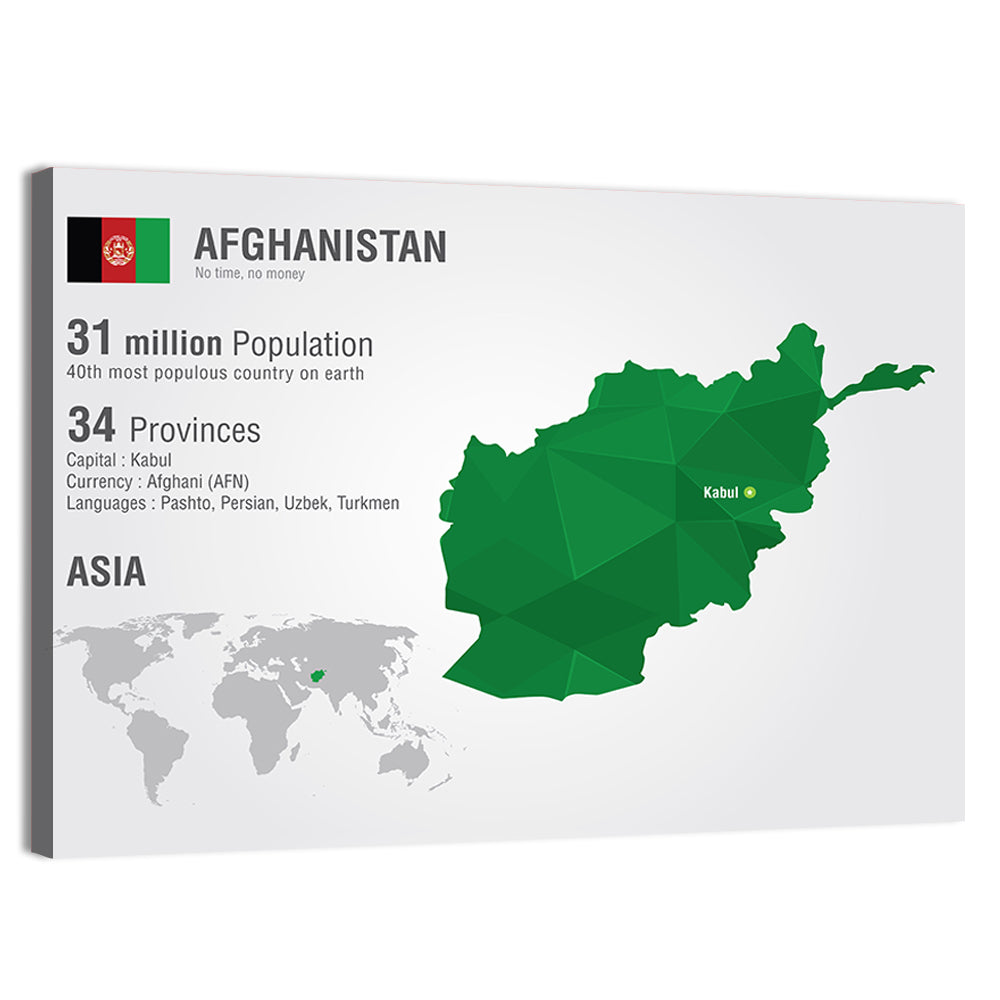 Polygonal Afghanistan Map Wall Art