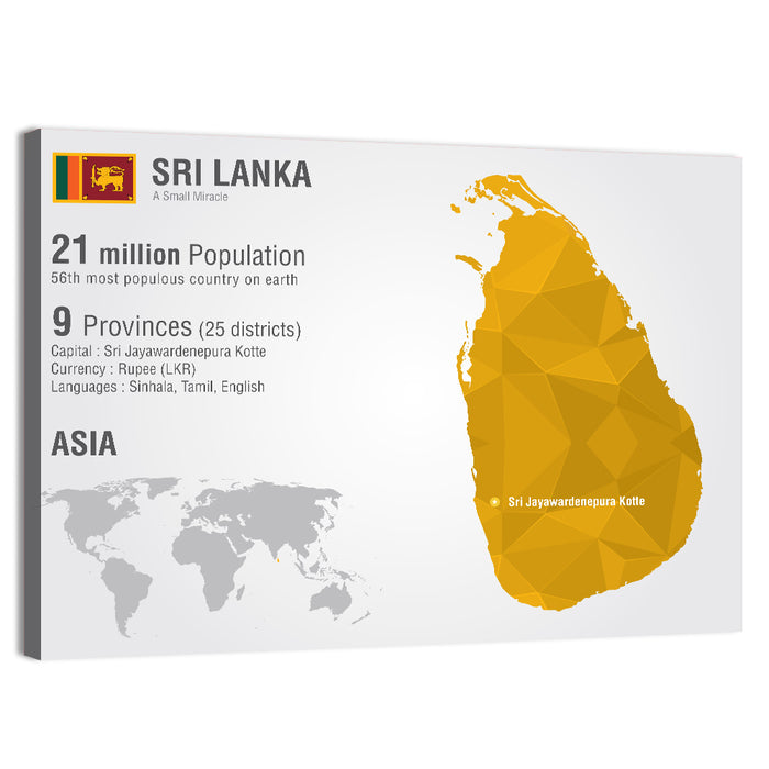 Sri Lanka Geometric Map Infographic Wall Art as a canvas print