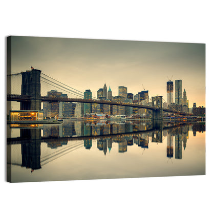 Brooklyn Bridge at Dusk, Manhattan Skyline Wall Art