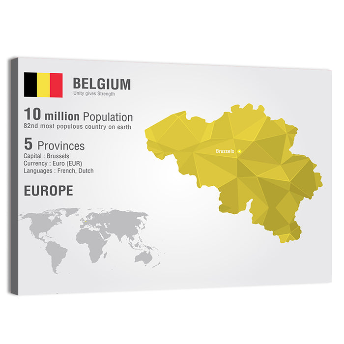 Belgium Geometric Map Wall Art as a canvas print