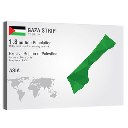 Gaza Strip Map Wall Art