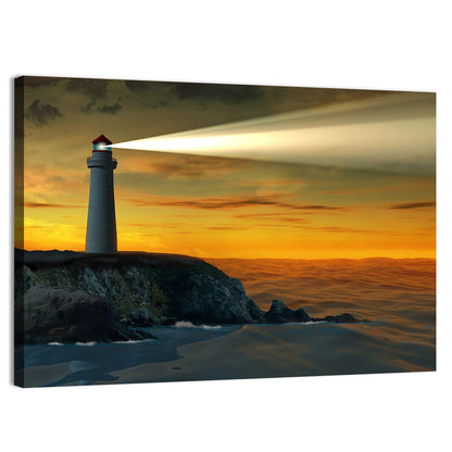 Solitary Lighthouse at Sunset Wall Art