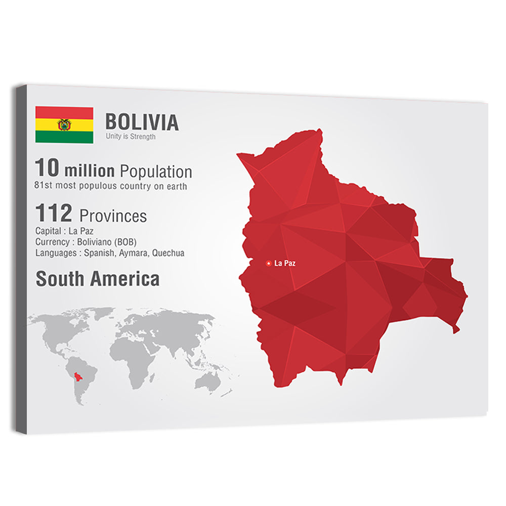 Bolivia Infographic Map Wall Art
