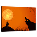 Howling Wolf Under Full Moon Wall Art