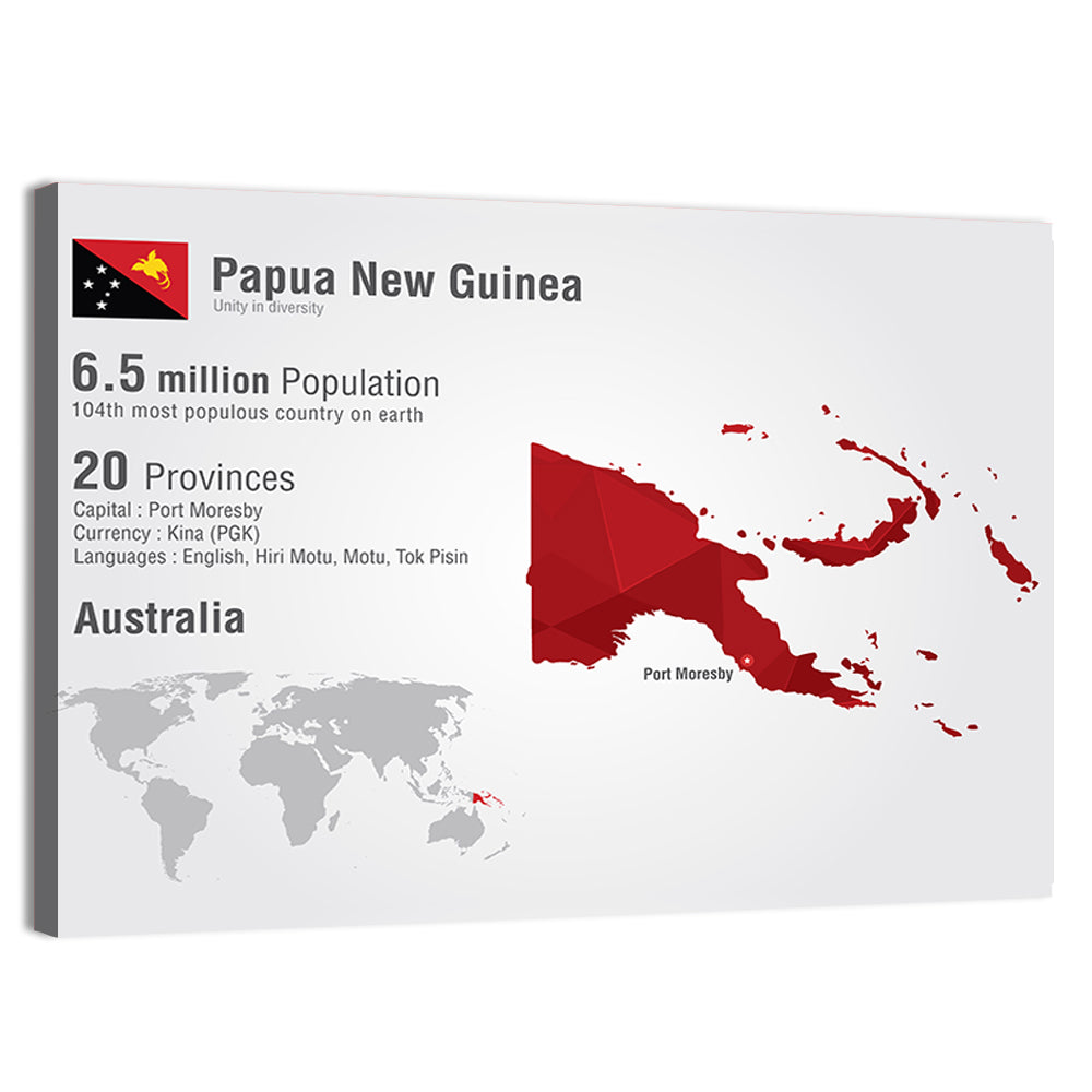 Papua New Guinea Map Wall Art