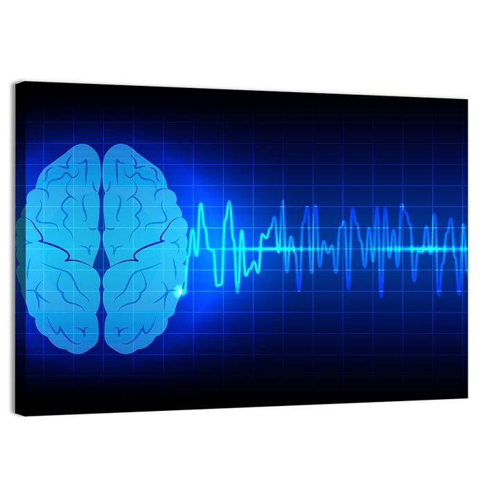 Glowing Brain Wave Visualization Wall Art as a canvas print