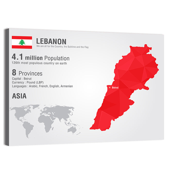 Lebanon Geometric Map Wall Art as a canvas print