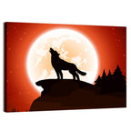 Howling Wolf Under Full Moon Wall Art