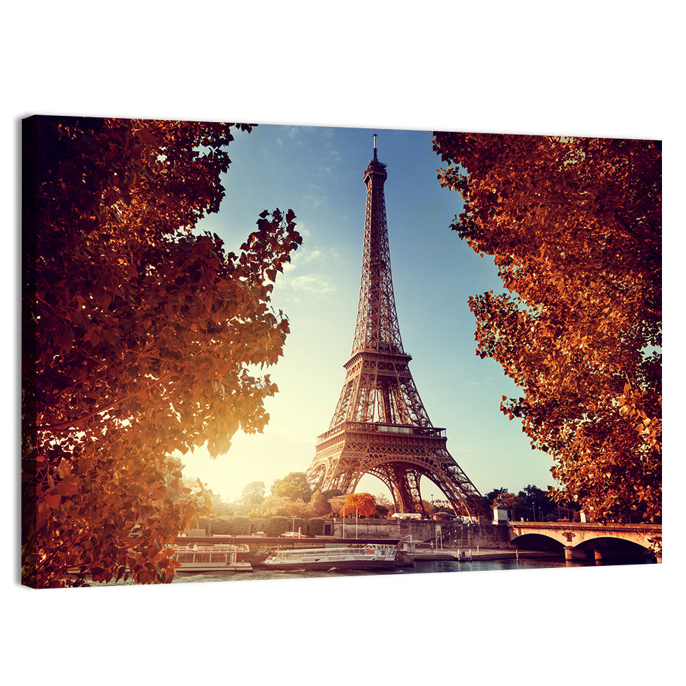 Autumn Seine with Eiffel Tower Wall Art, canvas print, landscape