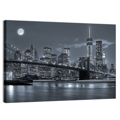 Brooklyn Bridge Night Skyline Wall Art