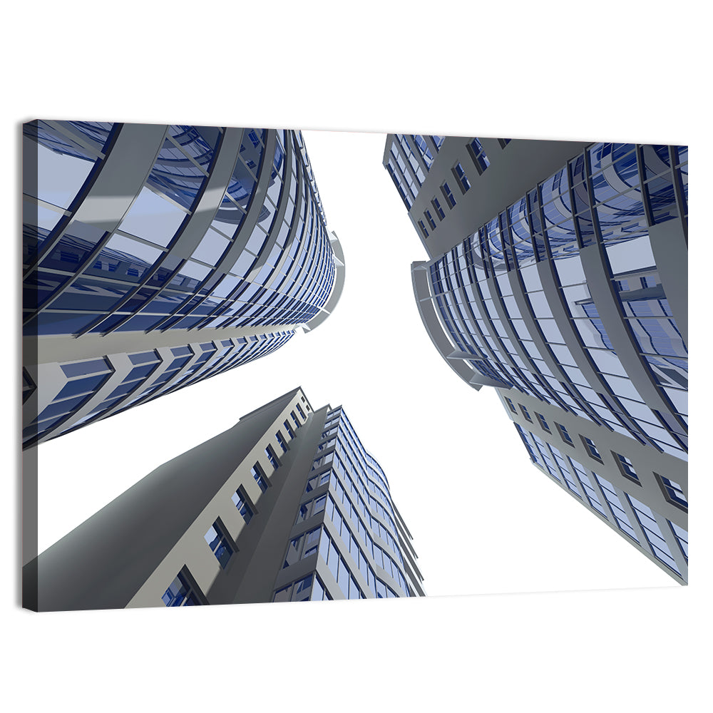 Blue Glass Skyscrapers Wall Art