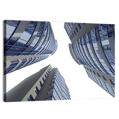 Blue Glass Skyscrapers Wall Art