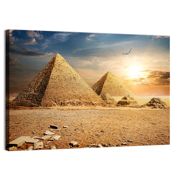 Giza Pyramids at Sunset Wall Art as a canvas print