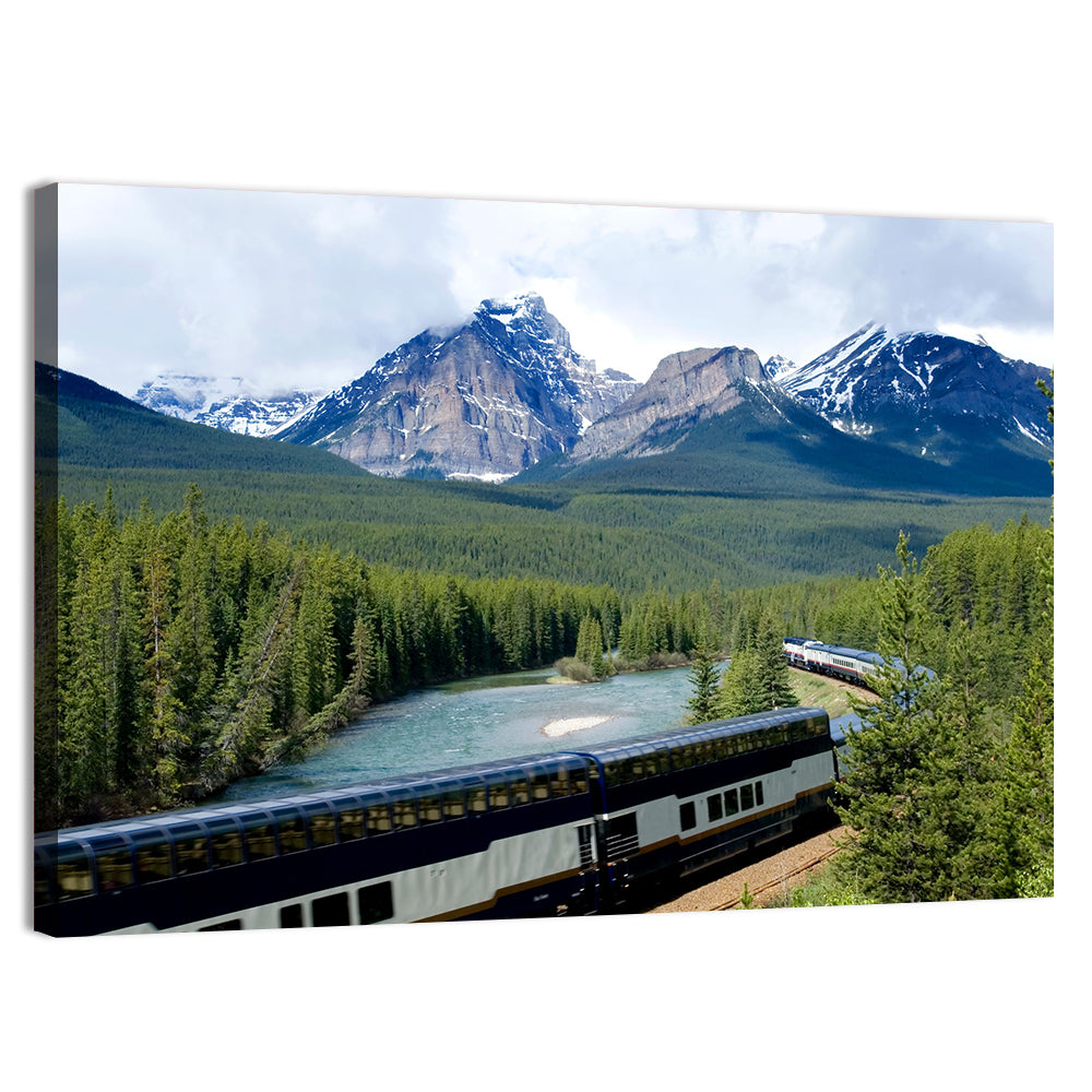 Glass Roof Train in Canadian Rockies Wall Art, canvas print, landscape
