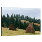 Haystacks in Mountain Village Wall Art