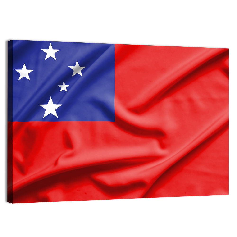 Samoa Flag with Stars Wall Art, canvas print, landscape
