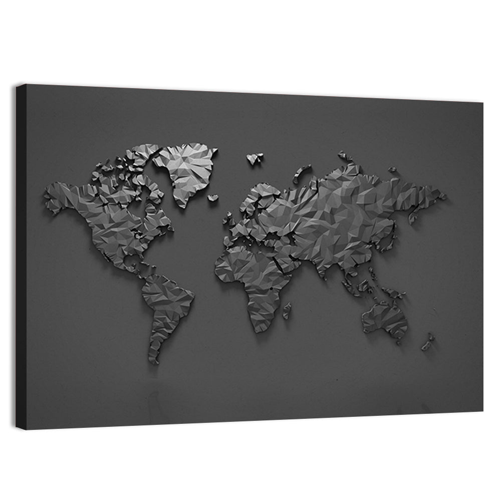 Low-poly World Map Wall Art, canvas print, landscape