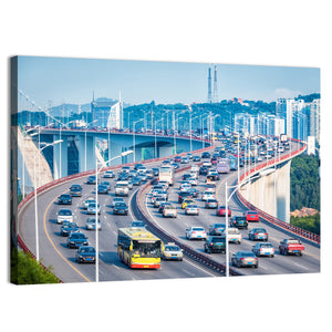 Heavy Traffic Closeup On Xiamen Bridge Wall Art