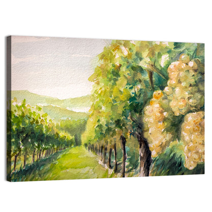 Sunlit Vineyard Watercolor Wall Art