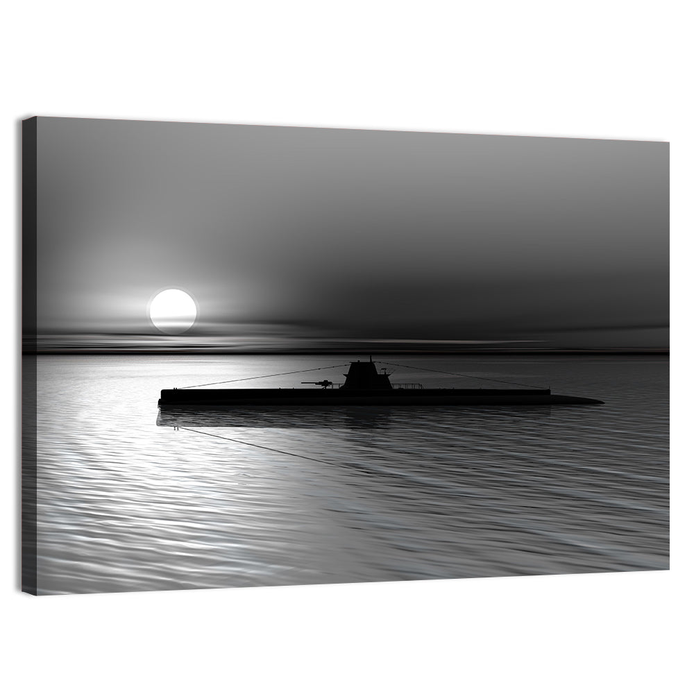 Submarine Silhouette at Dusk Wall Art
