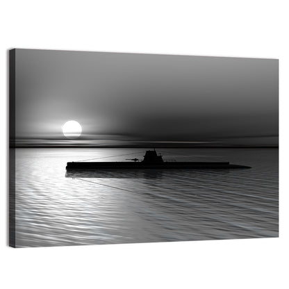 Submarine Silhouette at Dusk Wall Art