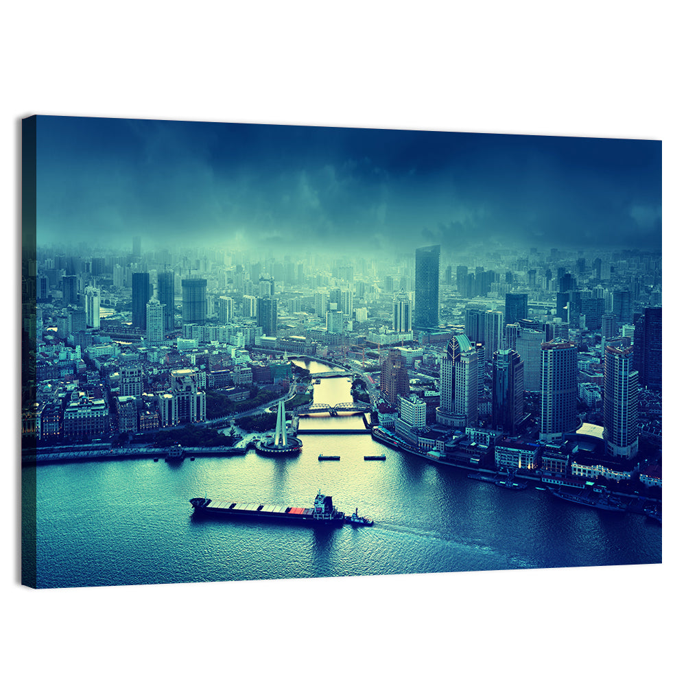 Shanghai Skyline at Sunset Wall Art
