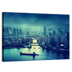 Shanghai Skyline at Sunset Wall Art