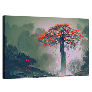 Red Autumn Tree Artwork Wall Art