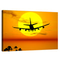 Airplane Silhouette at Sunset Wall Art