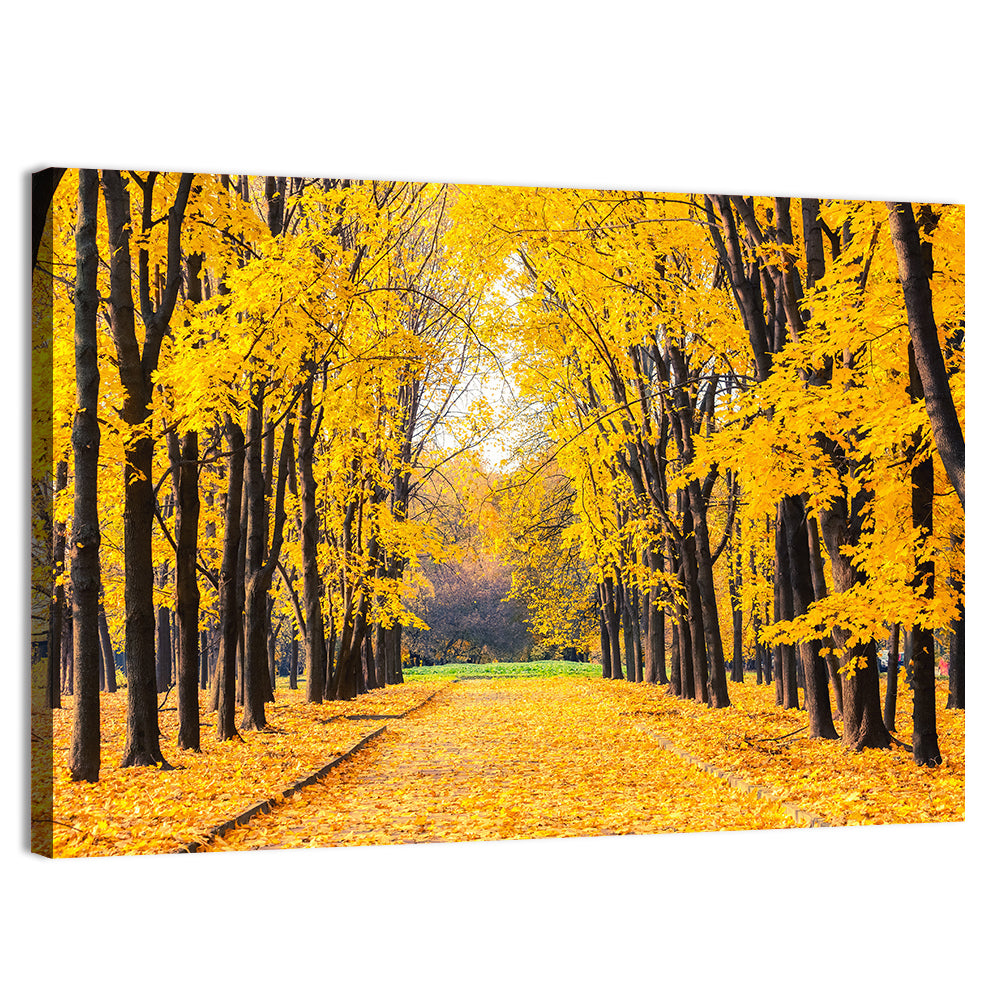 Golden Autumn Park Path Wall Art