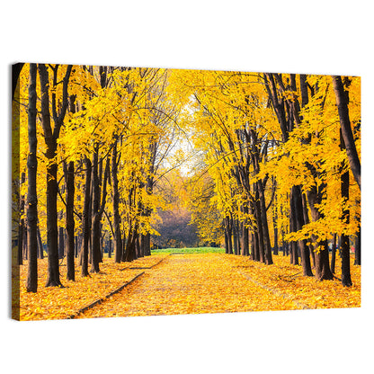 Golden Autumn Park Path Wall Art