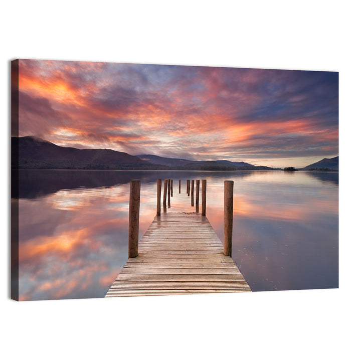 Flooded Jetty in Derwent Water Wall Art as a canvas print